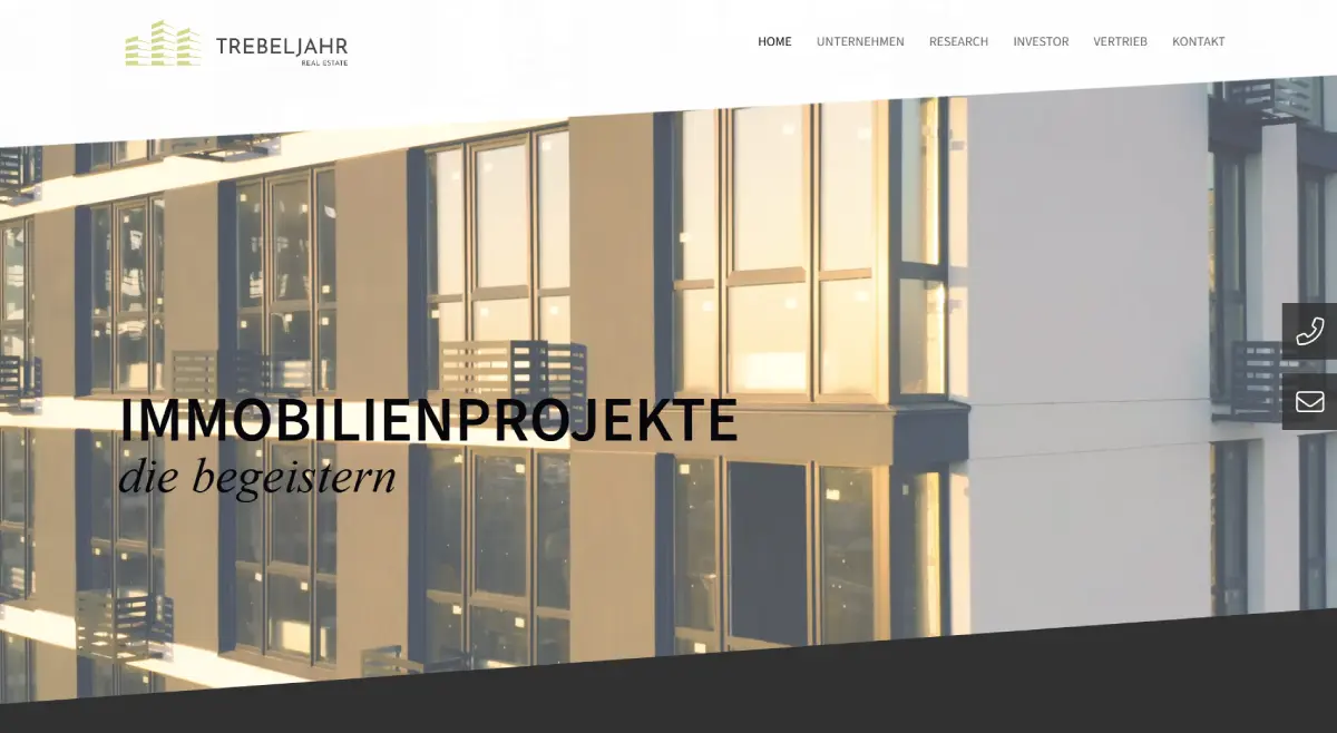WEbsite von t-re.de Immobilien | Websitebutler